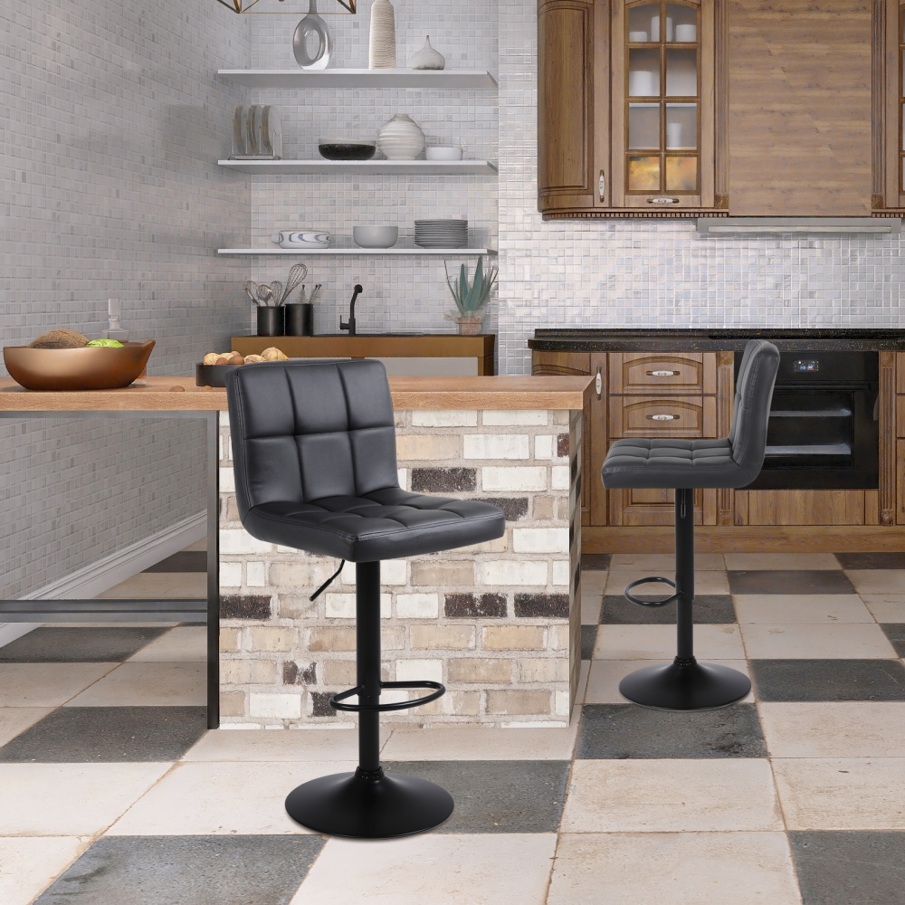 Square back adjustable swivel bar stool
